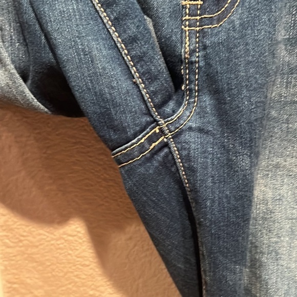 Lucky & Blessed Size 10 Boutique Jeans Blue Serape Fabric details, distressed - Picture 5 of 14